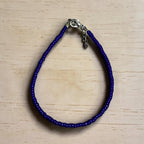 Plain Glass Beaded Anklet : Navy Blue