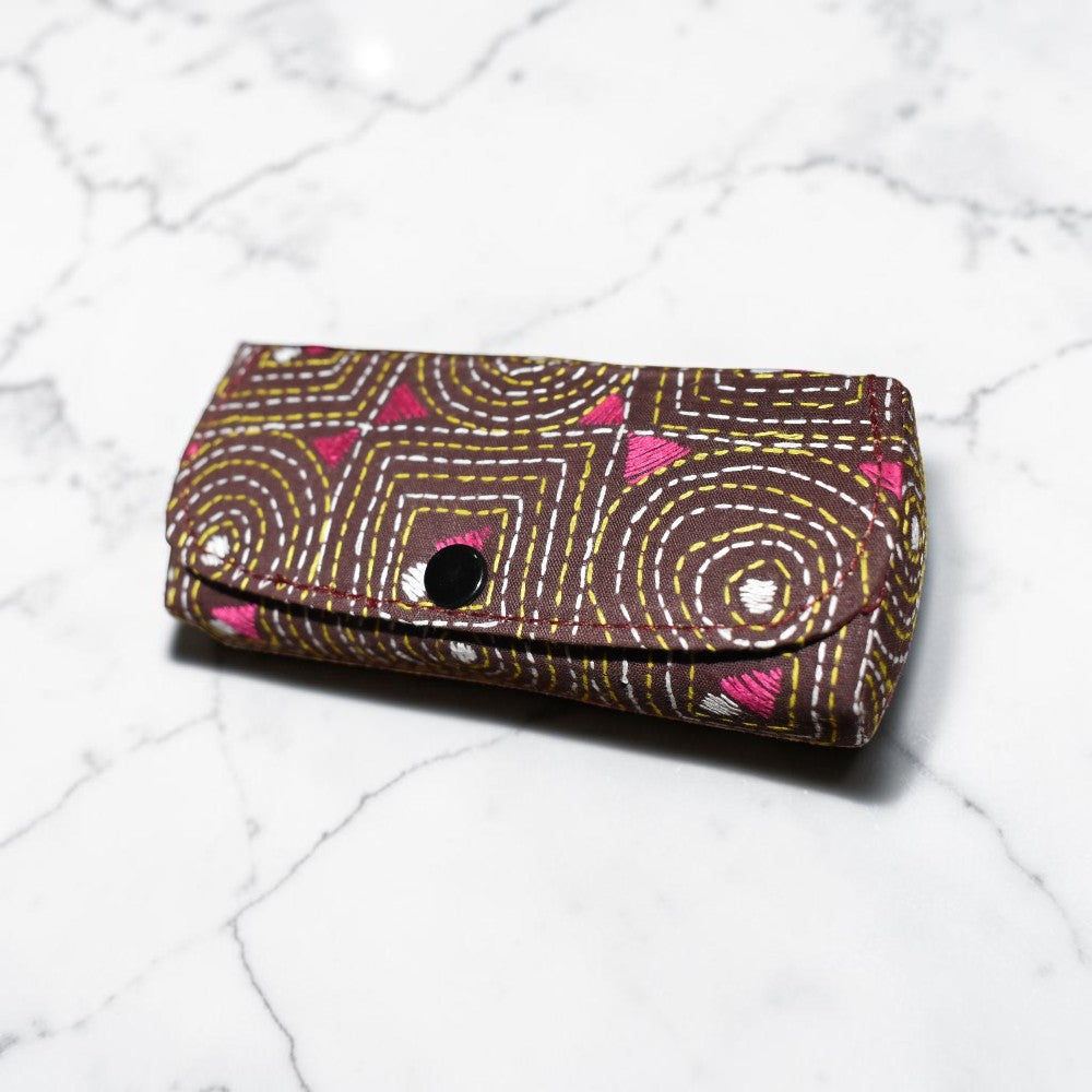 Brown Kantha Spectacle Case - Handcrafted Bengali Eyewear Holder