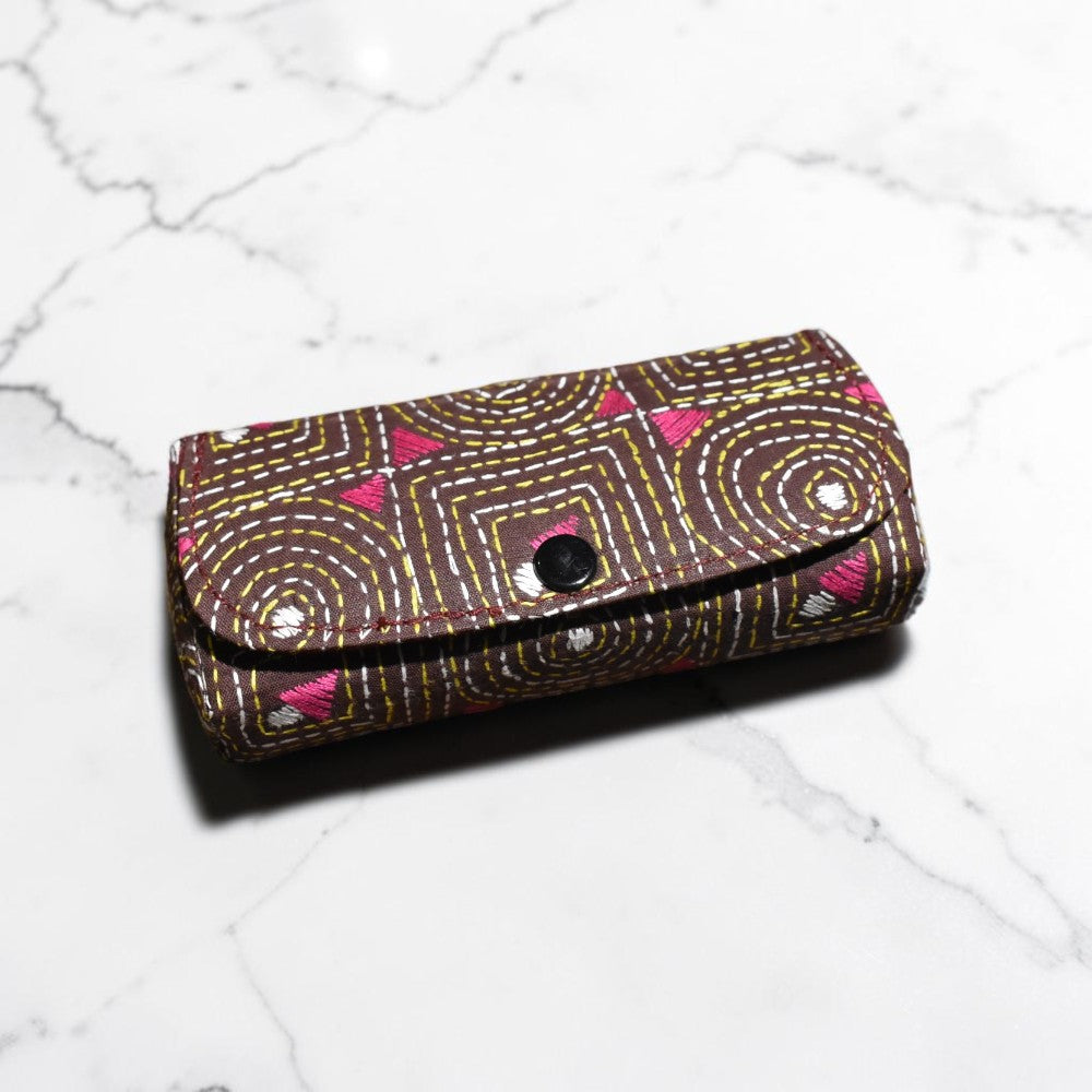 Brown Kantha Spectacle Case - Handcrafted Bengali Eyewear Holder