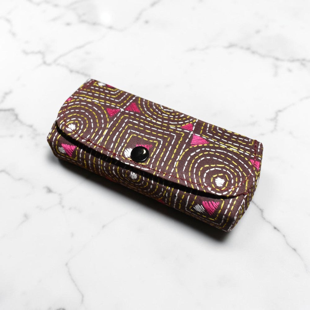 Brown Kantha Spectacle Case - Handcrafted Bengali Eyewear Holder