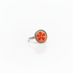 Handpainted Red Orange Flower nosepin - 925 Sterling Silver Nosepin
