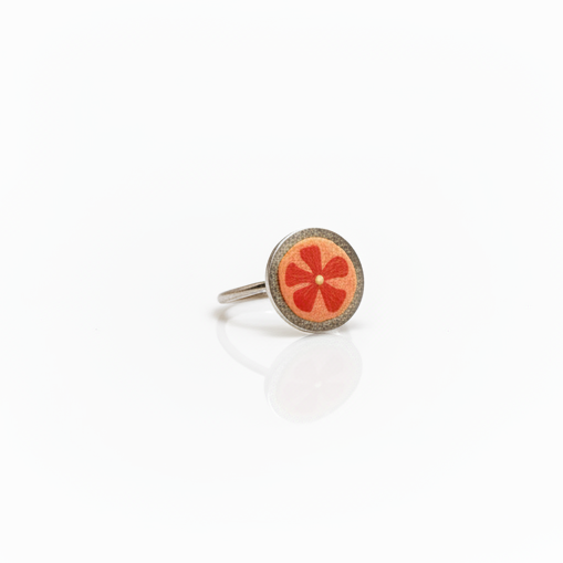 Handpainted Red Orange Flower nosepin - 925 Sterling Silver Nosepin