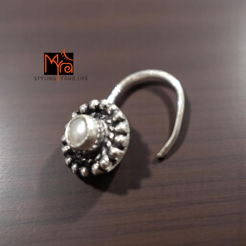Buy chandrika pearl silver nosepin online India MYRA