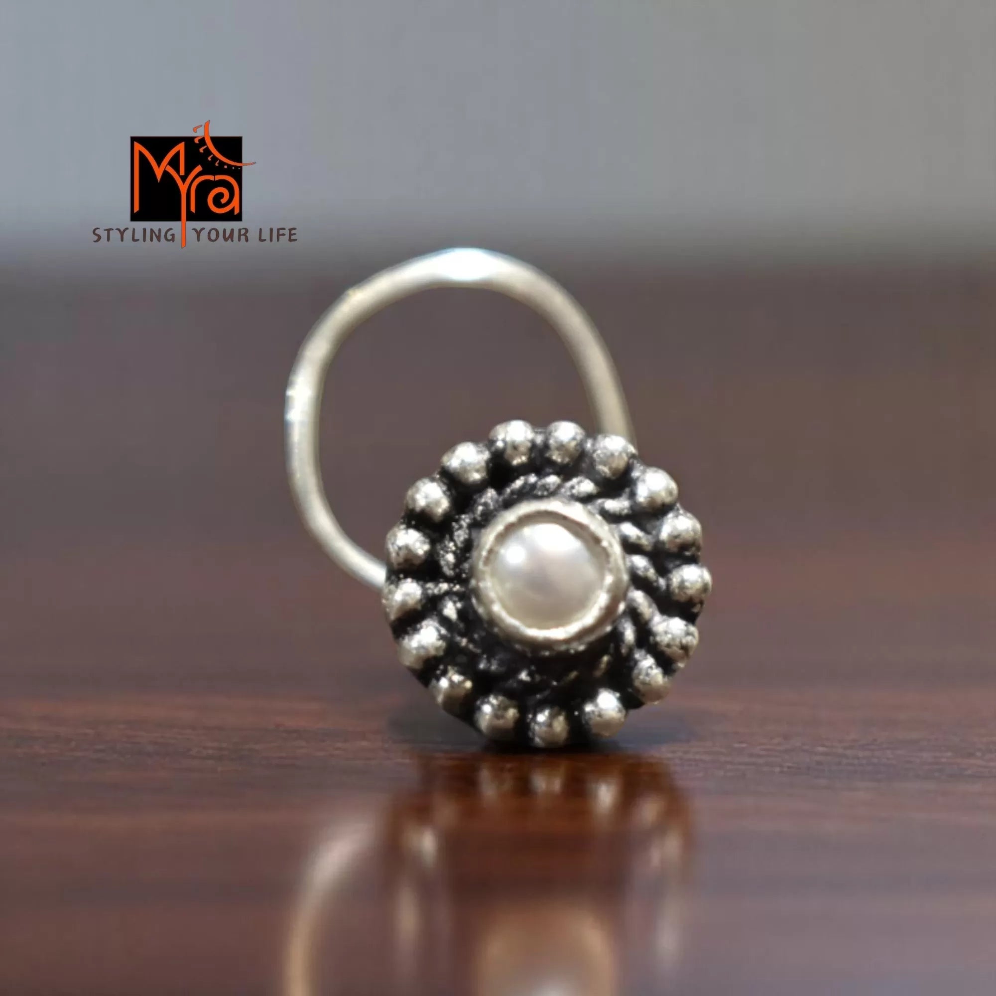 Chandrika Pearl Silver Nosepin