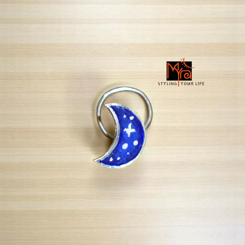 Chandtara Crescent Hand-Painted Silver Nosepin 92.5 sterling silver MYRA