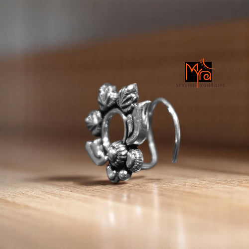 Handcrafted charulata silver nosepin India MYRA