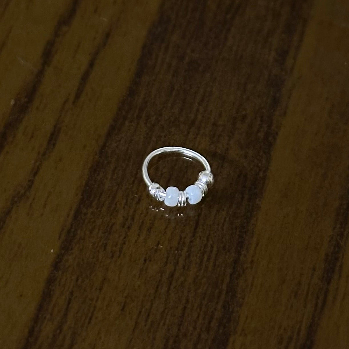 Mukta – White & Silver Bead 925 Sterling Silver Nose Ring