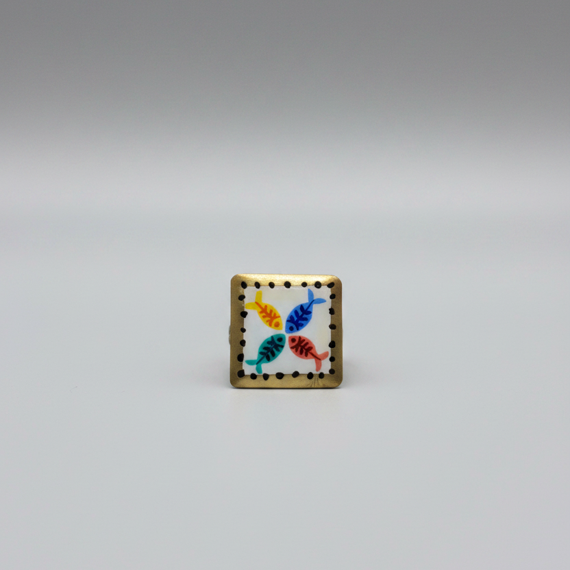 Machh Rani | Mach Handpainted Brass Ring