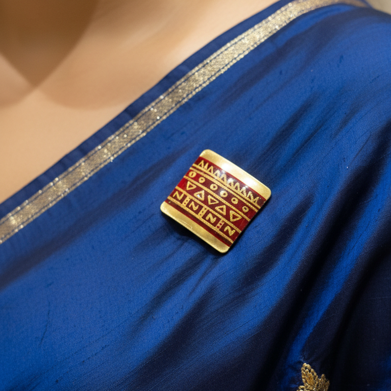Lal Rong | Red Design Handpainted Brooch