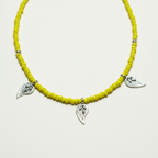 Lime Yellow Beaded Leaf Charm Anklet
