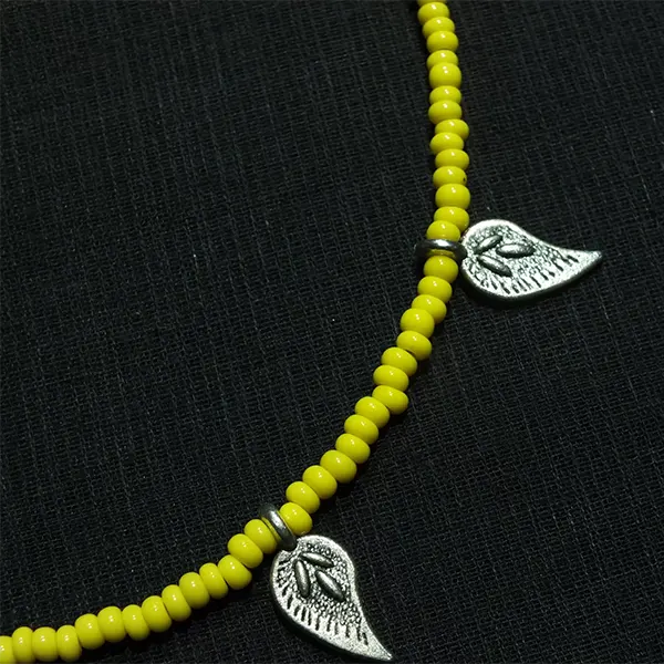 Lime Yellow Beaded Leaf Charm Anklet