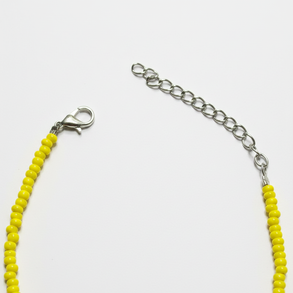 Lime Yellow Beaded Leaf Charm Anklet