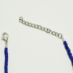 Navy Blue Beaded Leaf Charm Anklet