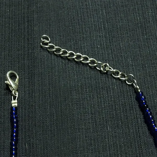 Navy Blue Beaded Leaf Charm Anklet