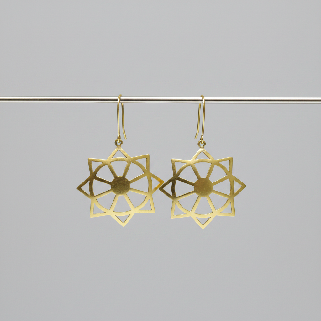 STAR SHAPED CIRCLE BRASS EARRINGS