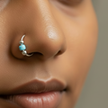 Neela – Blue Bead 925 Sterling Silver Nose Ring