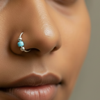 Neela – Blue Bead 925 Sterling Silver Nose Ring