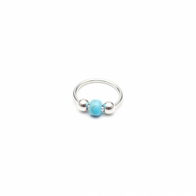 Neela – Blue Bead 925 Sterling Silver Nose Ring