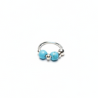 Neel – Double Blue Bead 925 Sterling Silver Nose Ring
