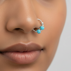 Neel – Double Blue Bead 925 Sterling Silver Nose Ring