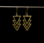 Trikon – Triple Triangle Brass Earrings