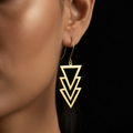 Trikon – Triple Triangle Brass Earrings