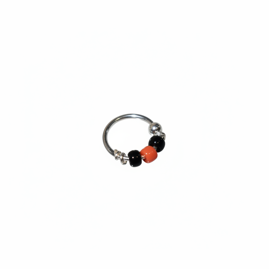 Rakt – Red & Black Bead 925 Sterling Silver Nose Ring