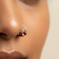 Rakt – Red & Black Bead 925 Sterling Silver Nose Ring