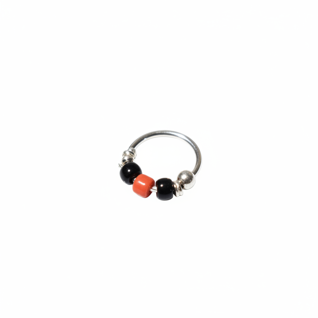 Rakt – Red & Black Bead 925 Sterling Silver Nose Ring