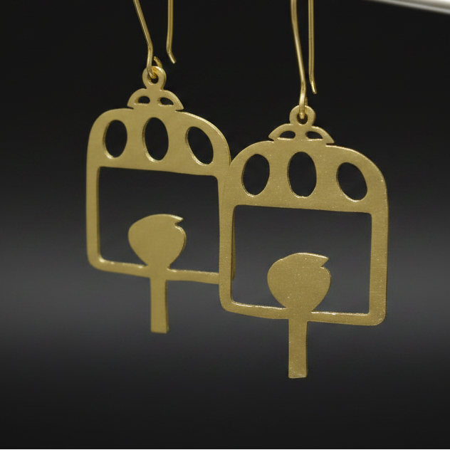 Freedom - Bird Brass Earrings