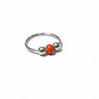Lalita – Red & White Bead 925 Sterling Silver Nose Ring