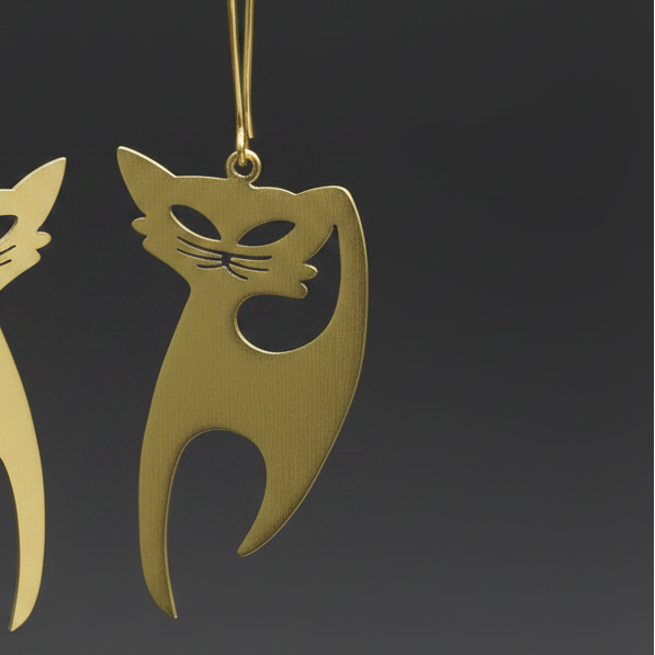 Dandy - Cat Brass Earrings