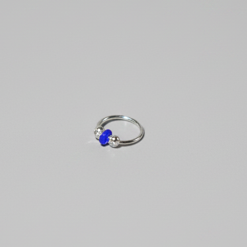 Nila – Blue Bead 925 Sterling Silver Nose Ring