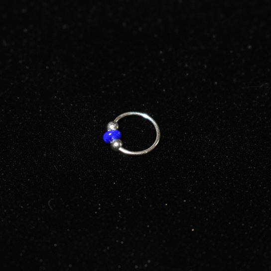 Nila – Blue Bead 925 Sterling Silver Nose Ring