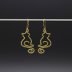 Feline - Cat Brass Earrings