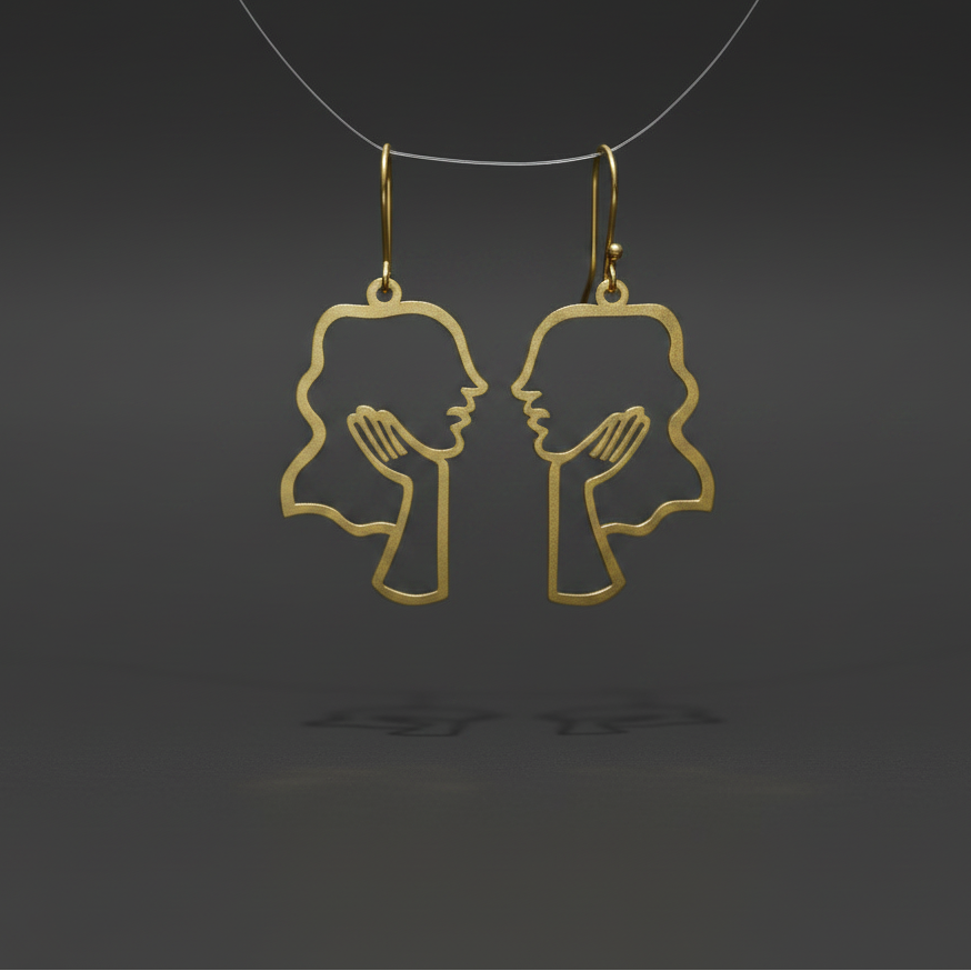 Dialogue - Twin Souls Brass Earrings