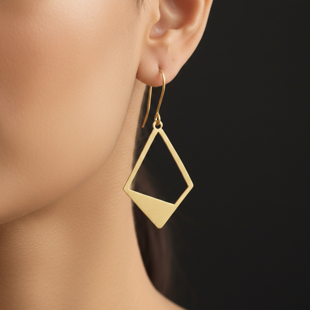 Facet - Diamond Brass Earrings