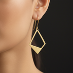 Facet - Diamond Brass Earrings