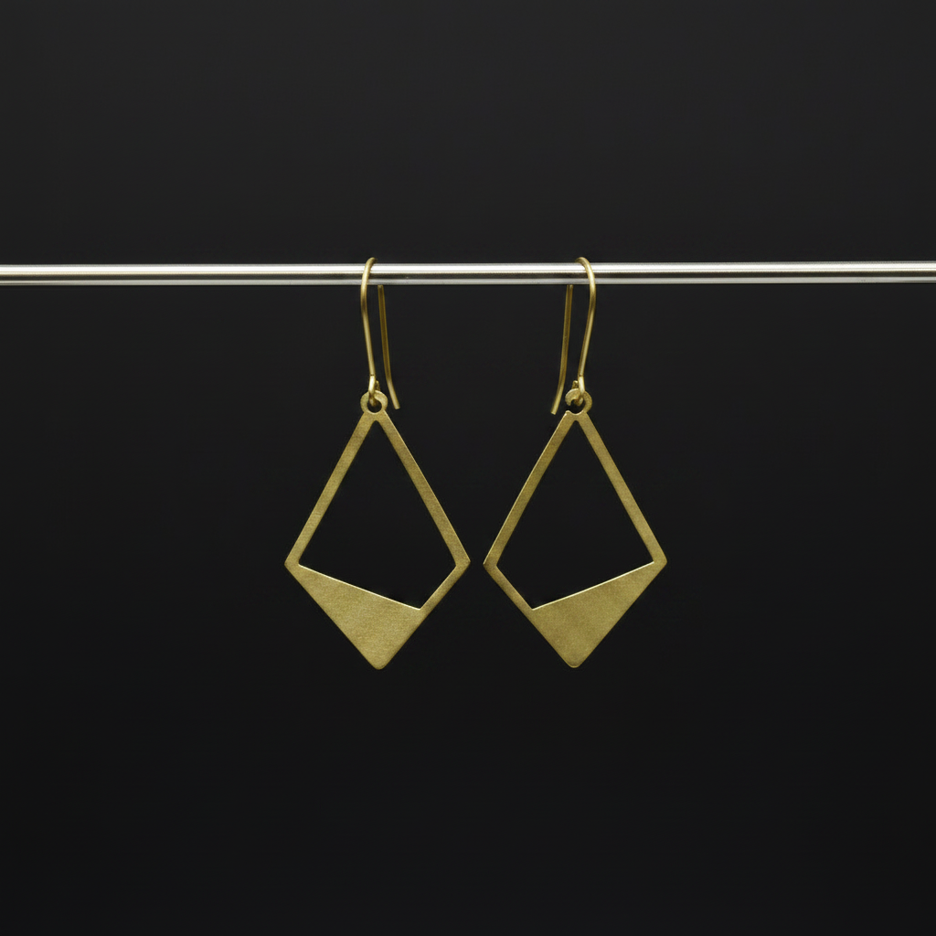 Facet - Diamond Brass Earrings