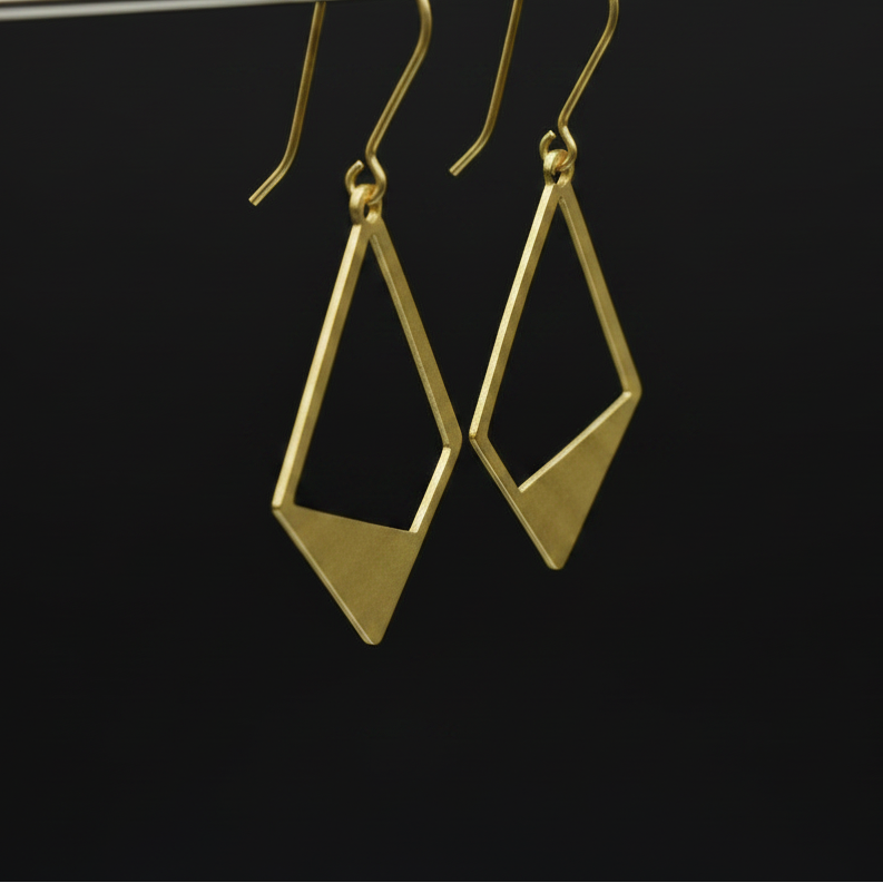 Facet - Diamond Brass Earrings