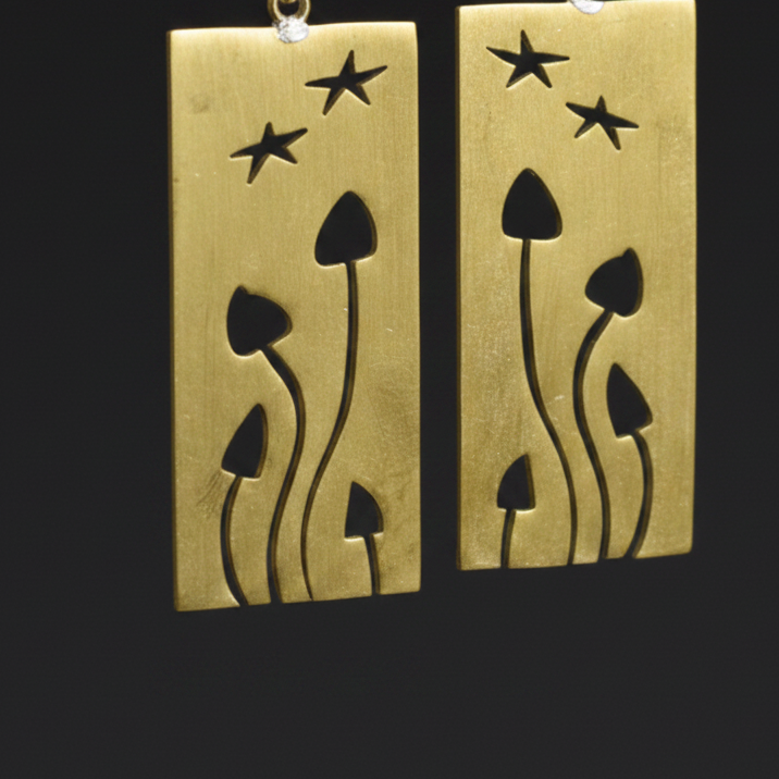 Fungi - Mushroom Brass Earrings