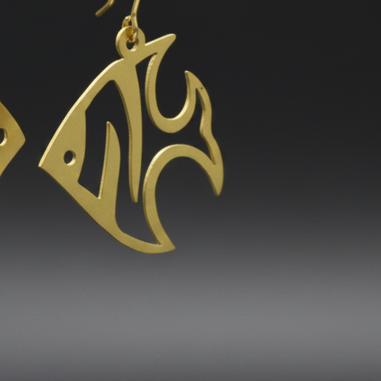 Tide - Fish Brass Earrings