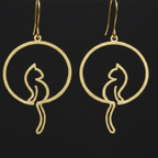 Orbit - Cat Brass Earrings