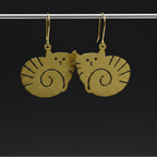 Twirl - Cat Brass Earrings