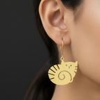 Twirl - Cat Brass Earrings