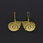 Twirl - Cat Brass Earrings