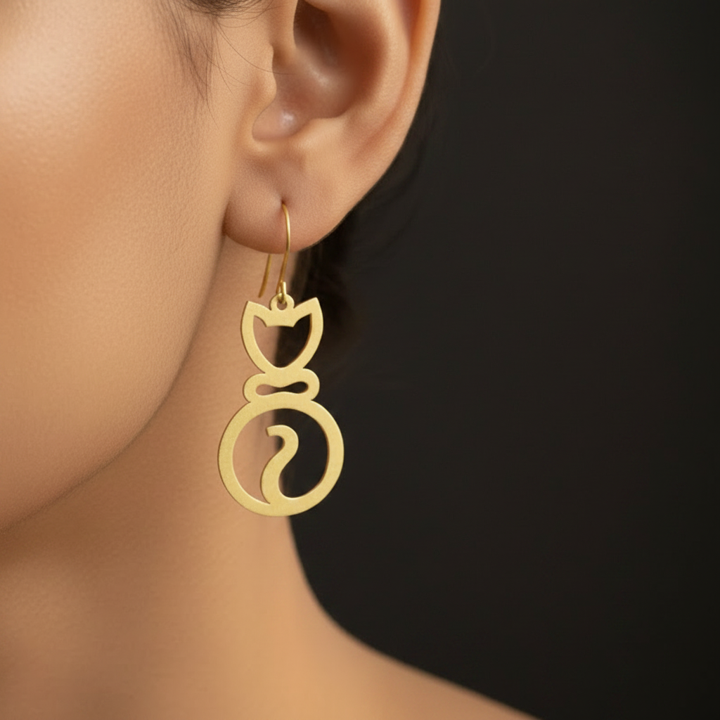 Dapper - Cat Brass Earrings