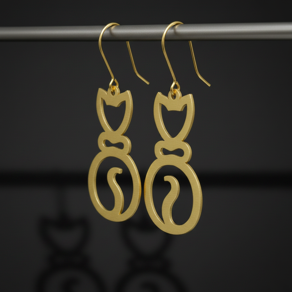 Dapper - Cat Brass Earrings