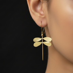 Flutter - Dragonfly Brass Earrings