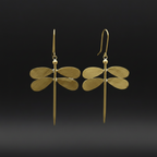 Flutter - Dragonfly Brass Earrings